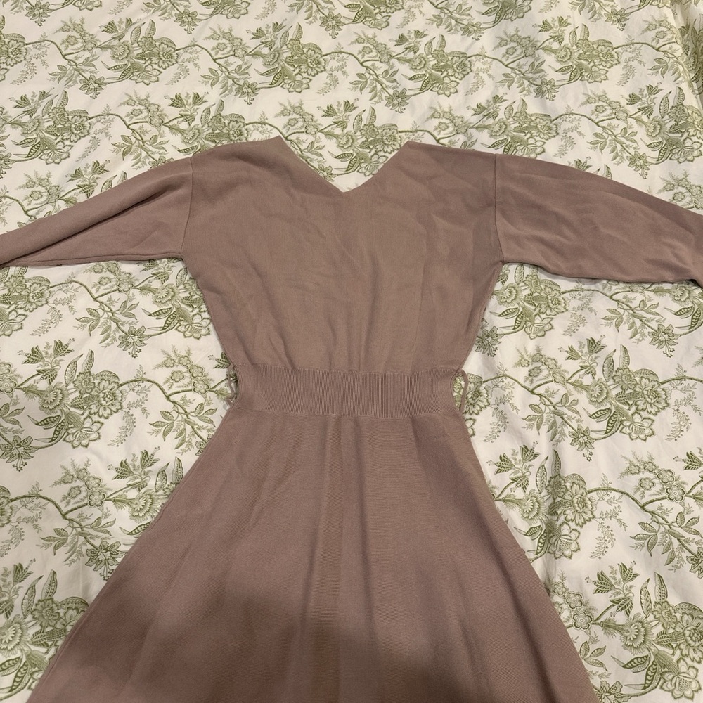 Mauve Long Sleeve Knit Lounge Dress - Picture 4 of 4